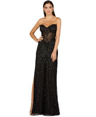 Lara Womens Embellished Strapless Gown with Slit Product Image