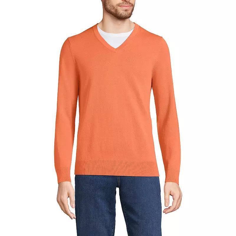 Mens Lands End Fine Gauge Cotton V-Neck Sweater Product Image