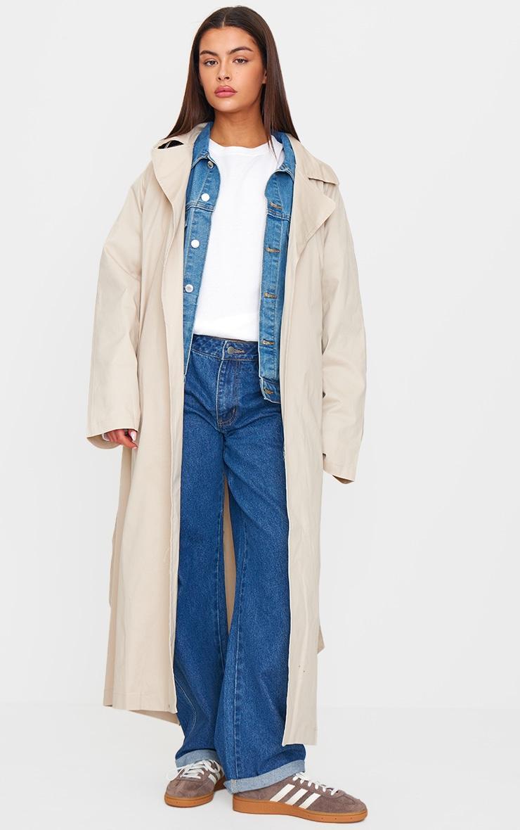 Stone Structured Oversized Trench Coat Product Image