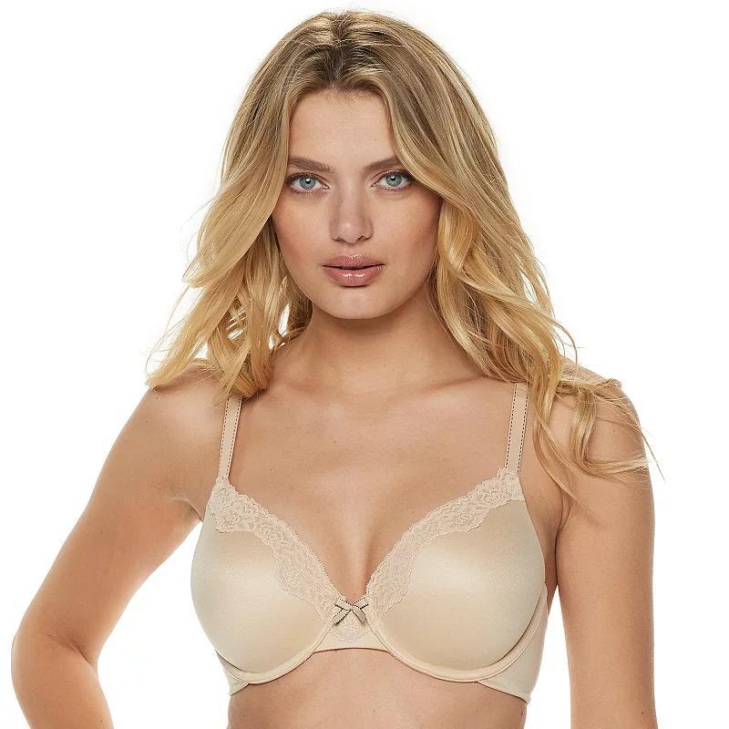 Maidenform Comfort Devotion Full Coverage Lace Trim Bra 9404, Women's, Size: 38 D, Black With Beige Product Image