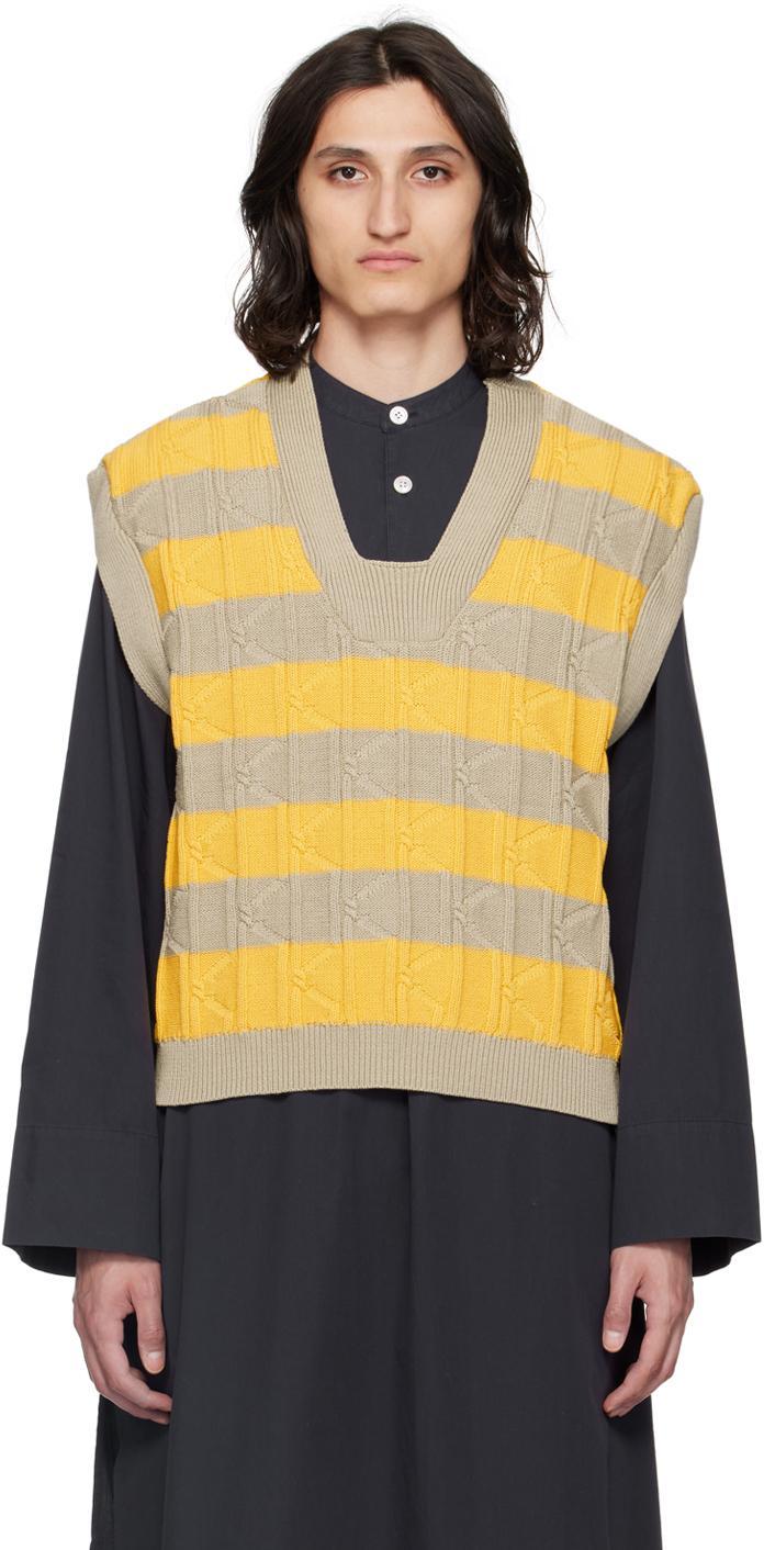 KIKO KOSTADINOV Merli Stripe Cotton Cable Sweater Vest In Multicolor Product Image