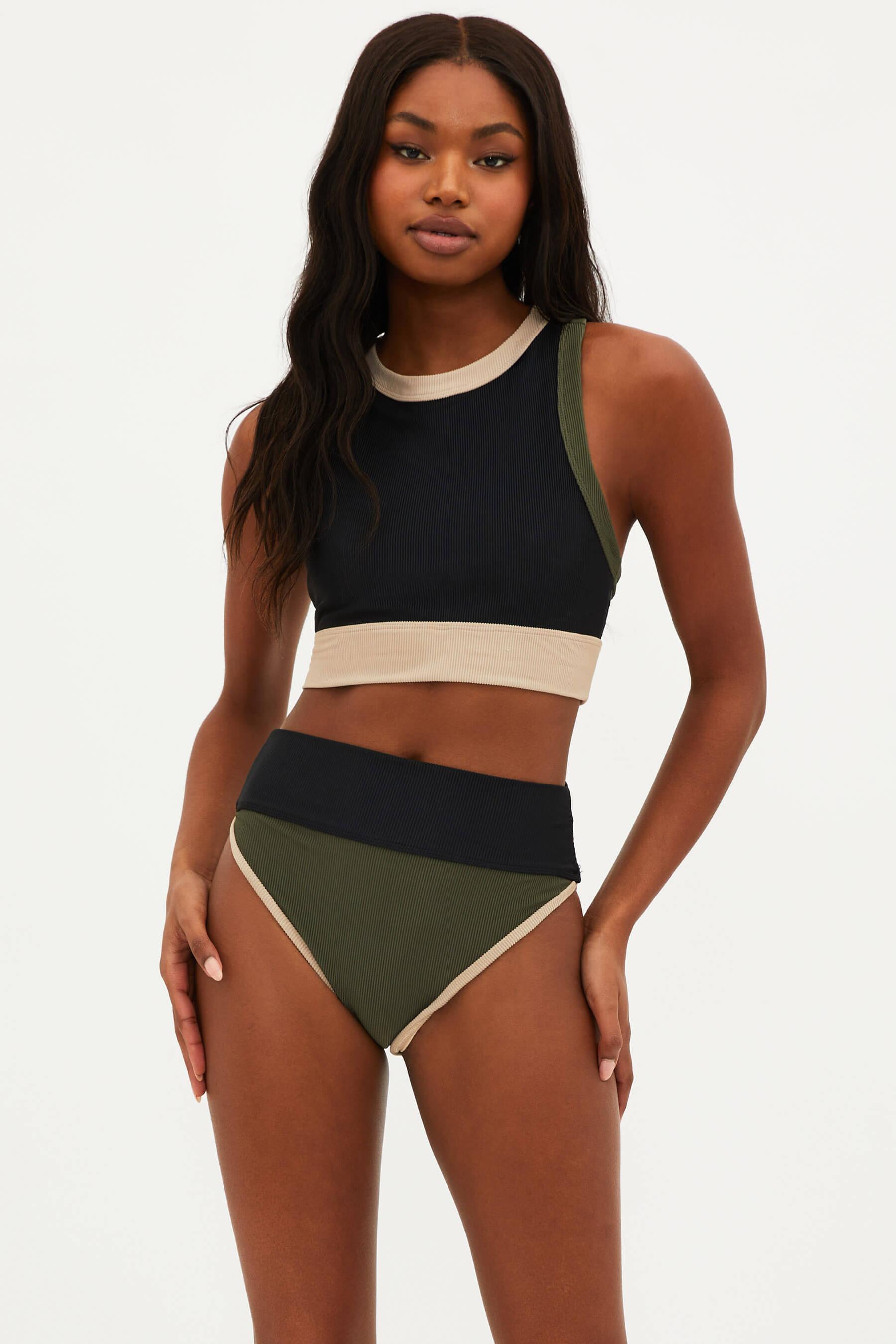 Gwen Top Military Olive Colorblock Product Image