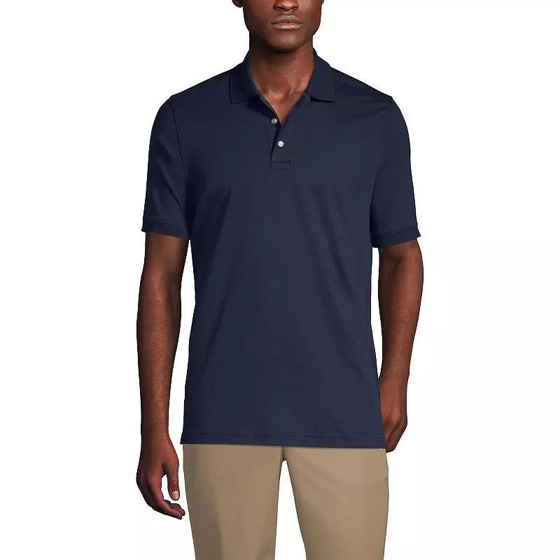 Men's Lands' End Short Sleeve Interlock Polo Shirt, Size: Small, Classic Blue Product Image