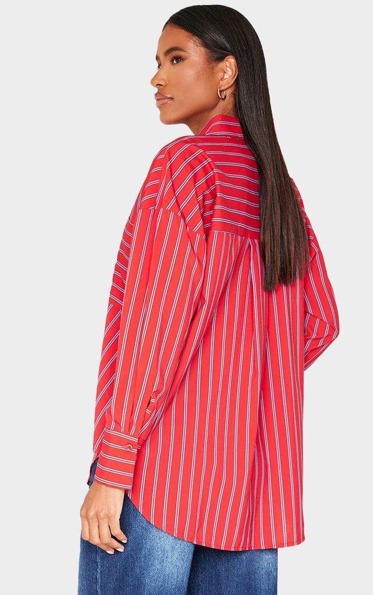 Red Striped Oversized Shirt Product Image