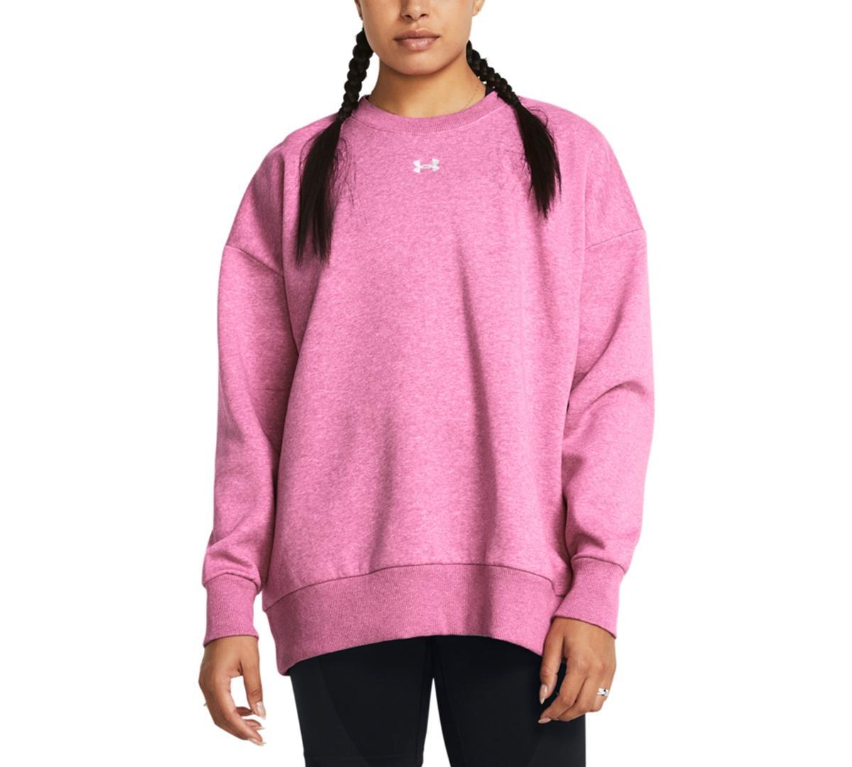 Under Armour Womens Rival Fleece Oversized Crewneck Sweatshirt - Black / Product Image