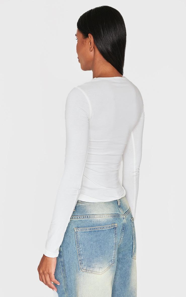 Cream Twist Detail Overlay Long Sleeve Top Product Image