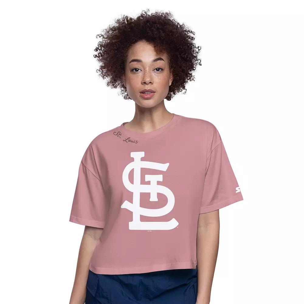 Women's Starter Pink New York Yankees Play the Ball Boxy Cropped T-Shirt,  Product Image