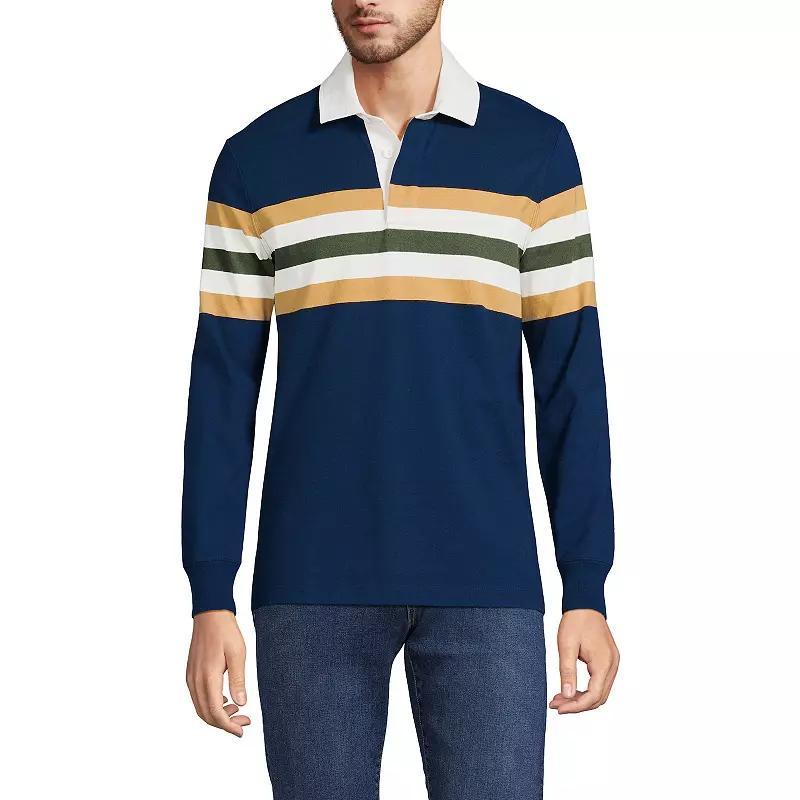 Men's Lands' End Striped Rugby Shirt, Size: Medium, Navy Blue Stripe Product Image