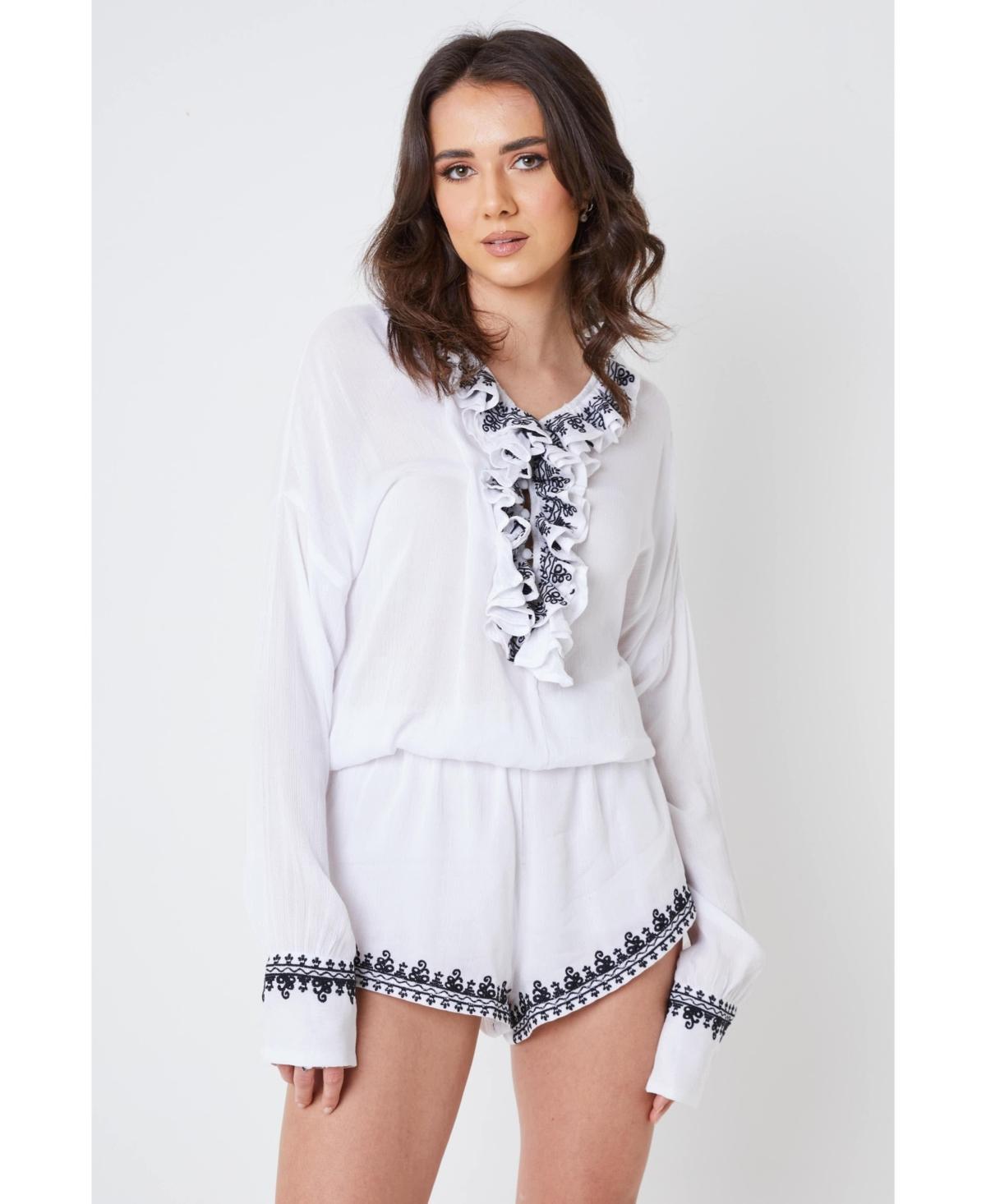 Creea the Label Womens Ruffle Long Sleeve Romper Product Image