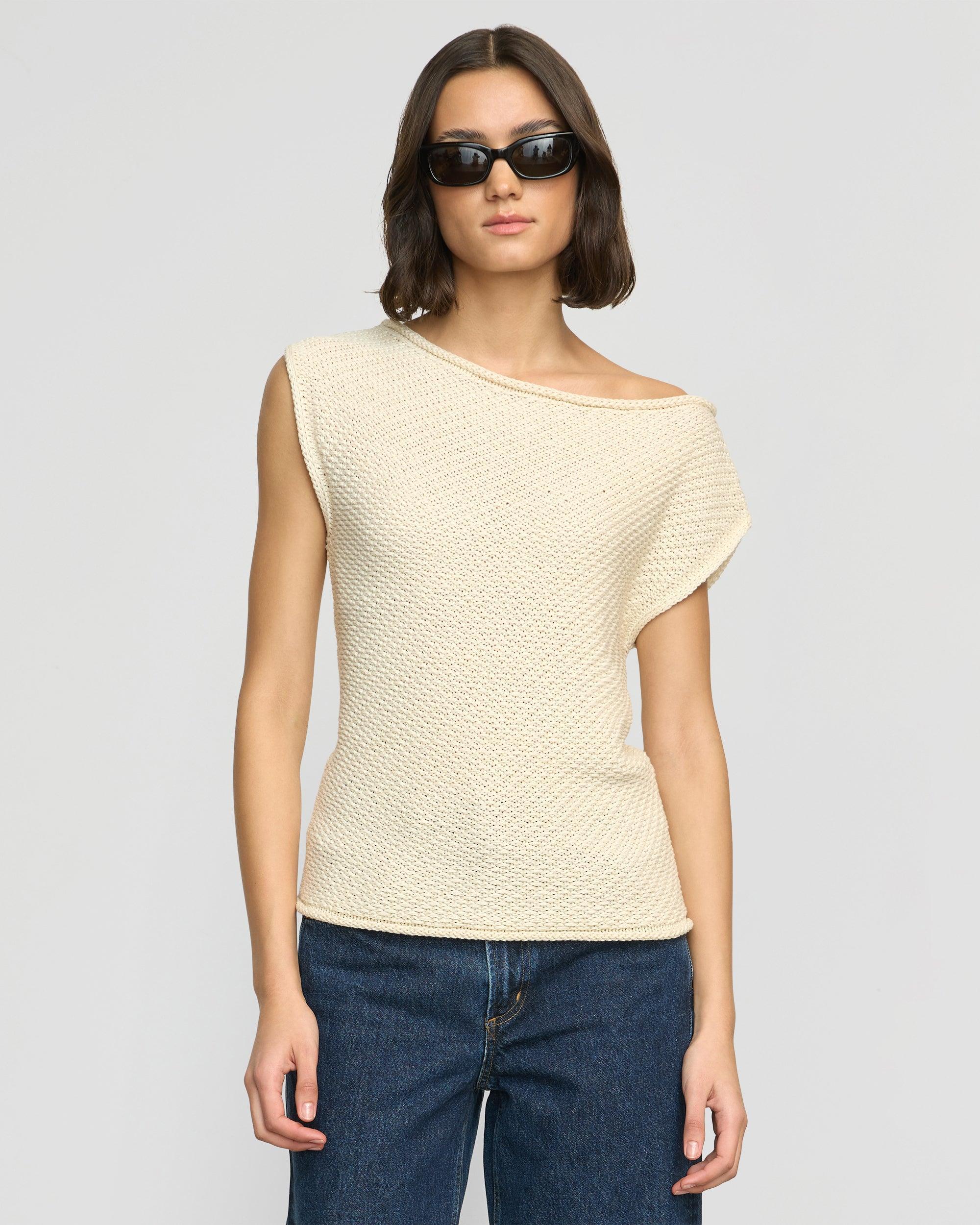 Chisa Textured Off-Shoulder Knit Top Product Image