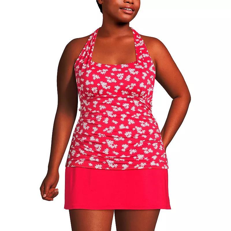 Plus Size Lands' End UPF 50 Squareneck Halter Tankini Swimsuit Top, Women's, Size: 16 W, Strawberry Floral Product Image