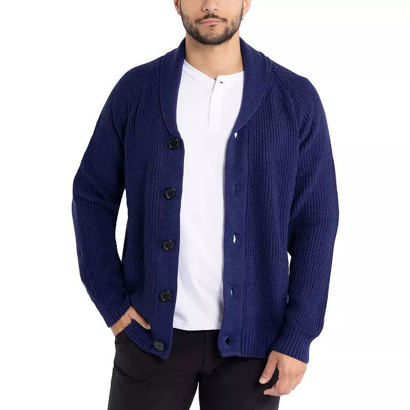 Men's Xray Shawl-Collar Knitted Cardigan Sweater, Size: Large, Blue Product Image