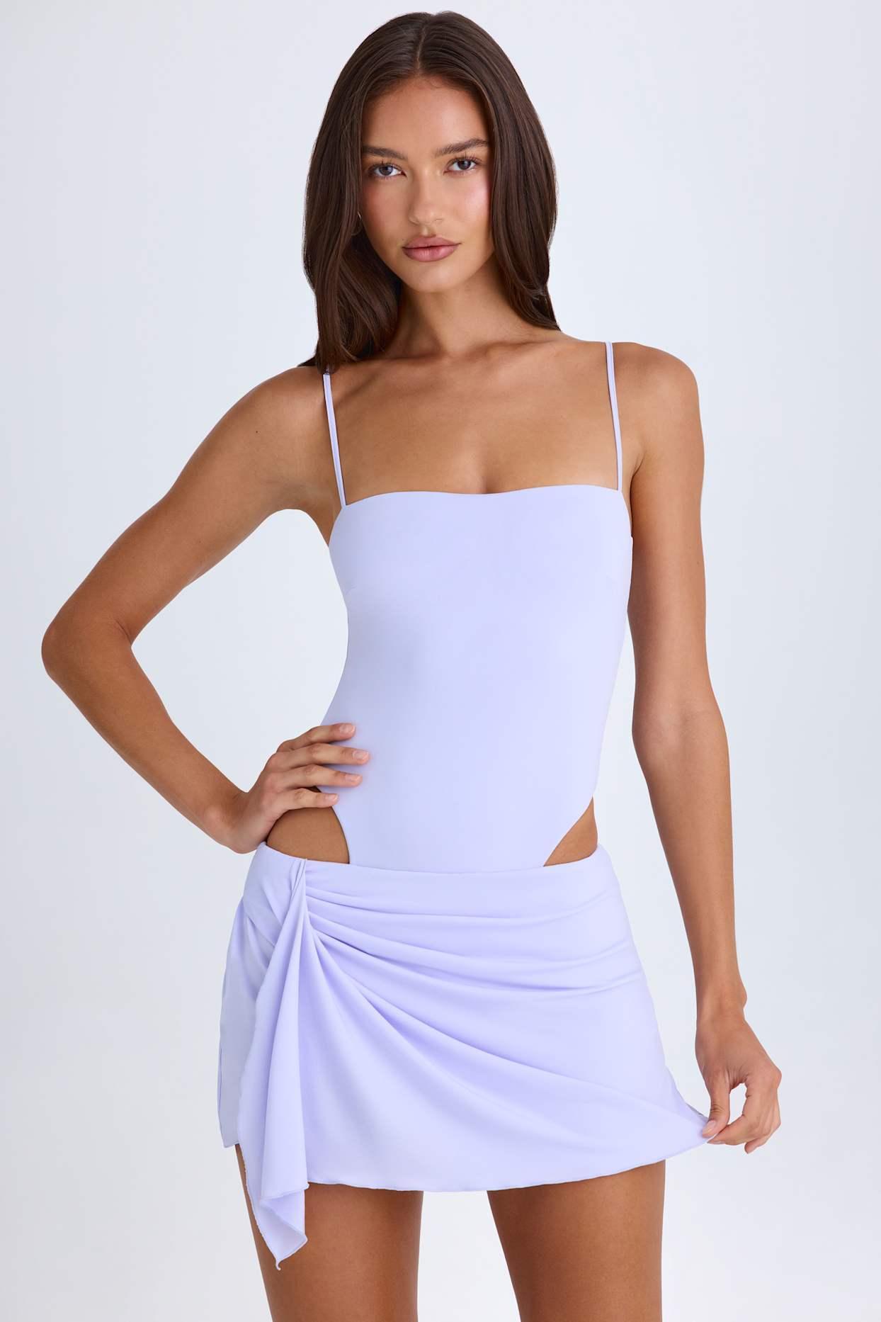 Draped Cut-Out Mini Dress in Soft Lilac Product Image