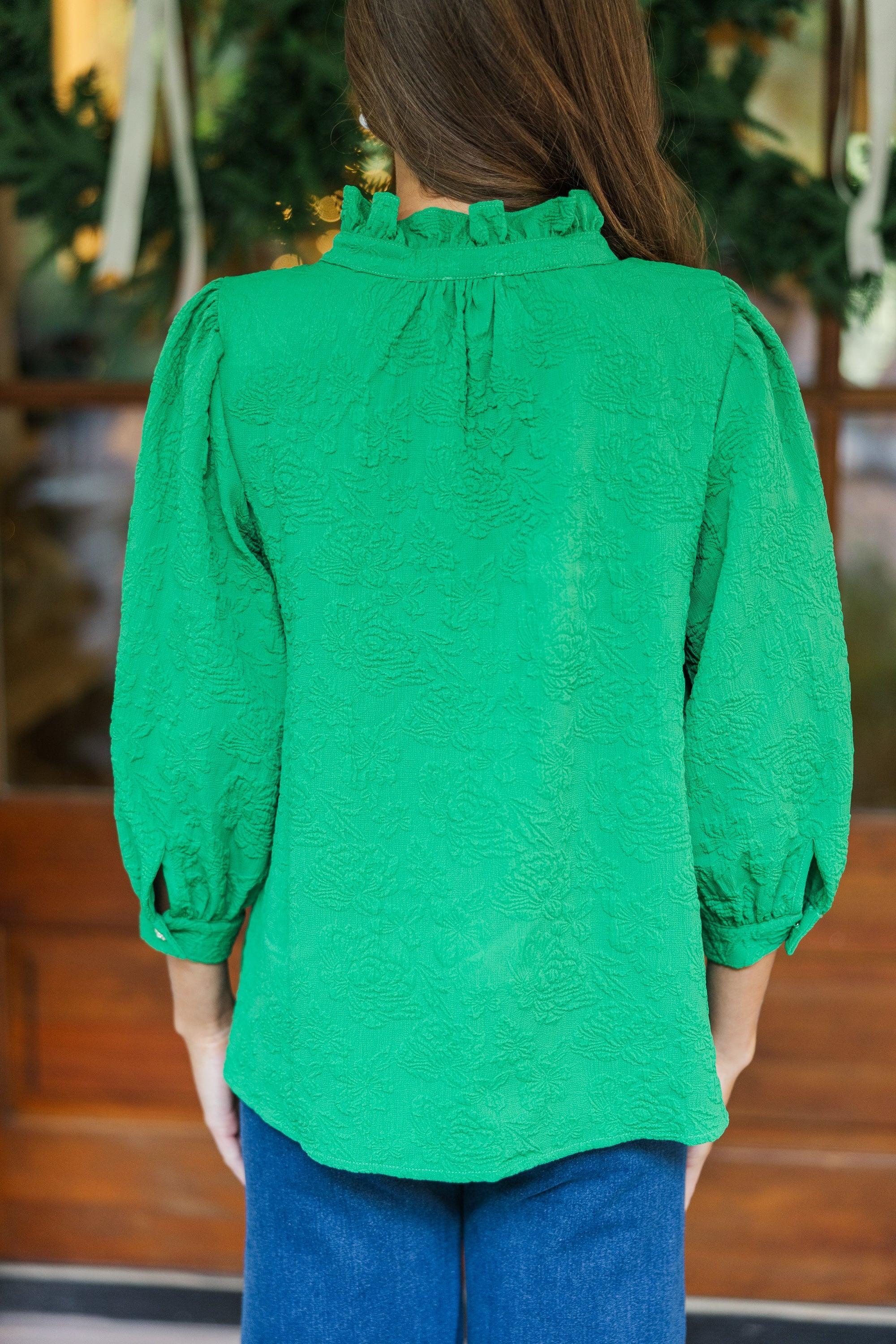 Remember It Well Emerald Green Textured Blouse Female Product Image