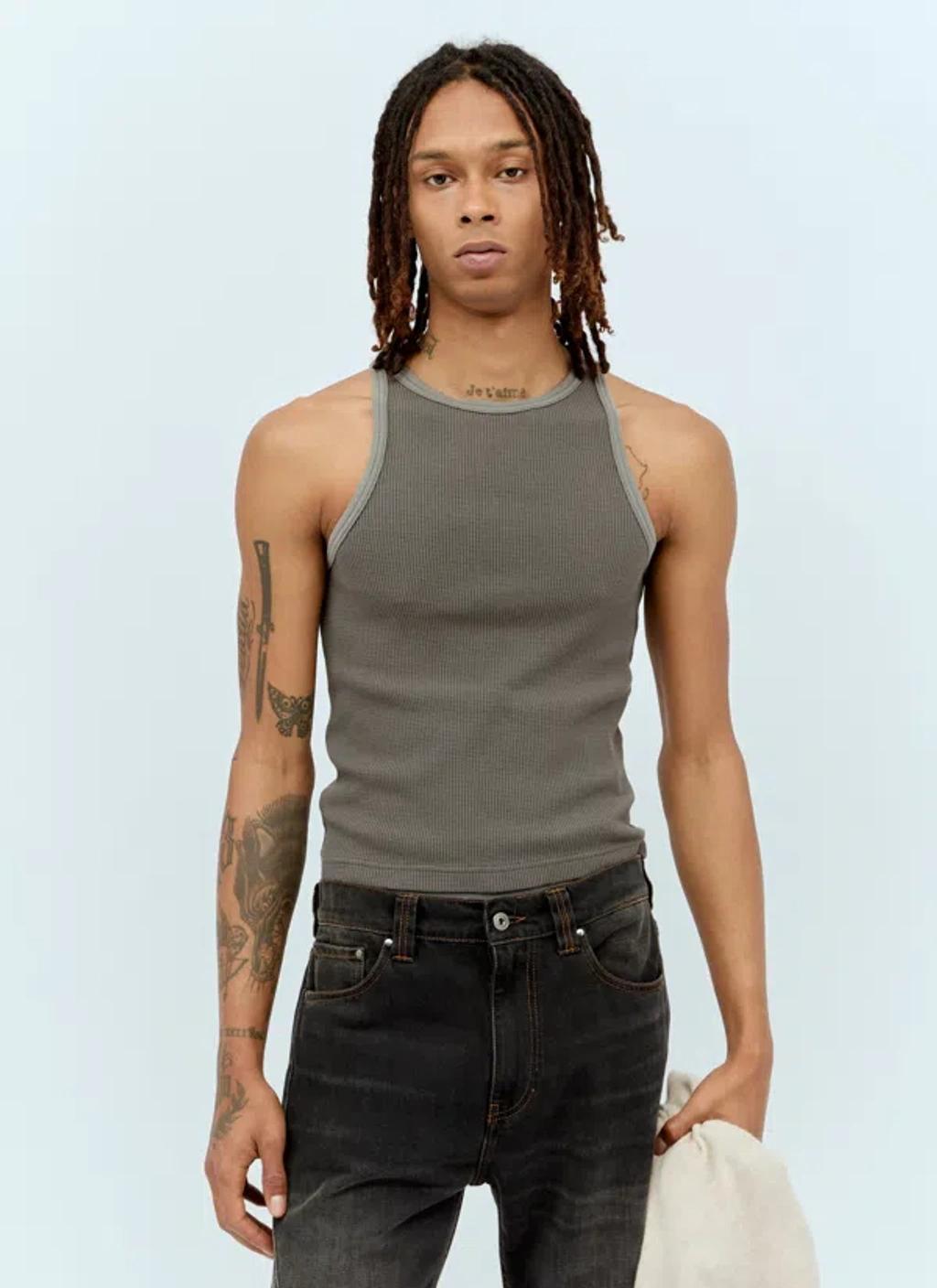 ACNE STUDIOS Waffle Tank Top In Grey Product Image