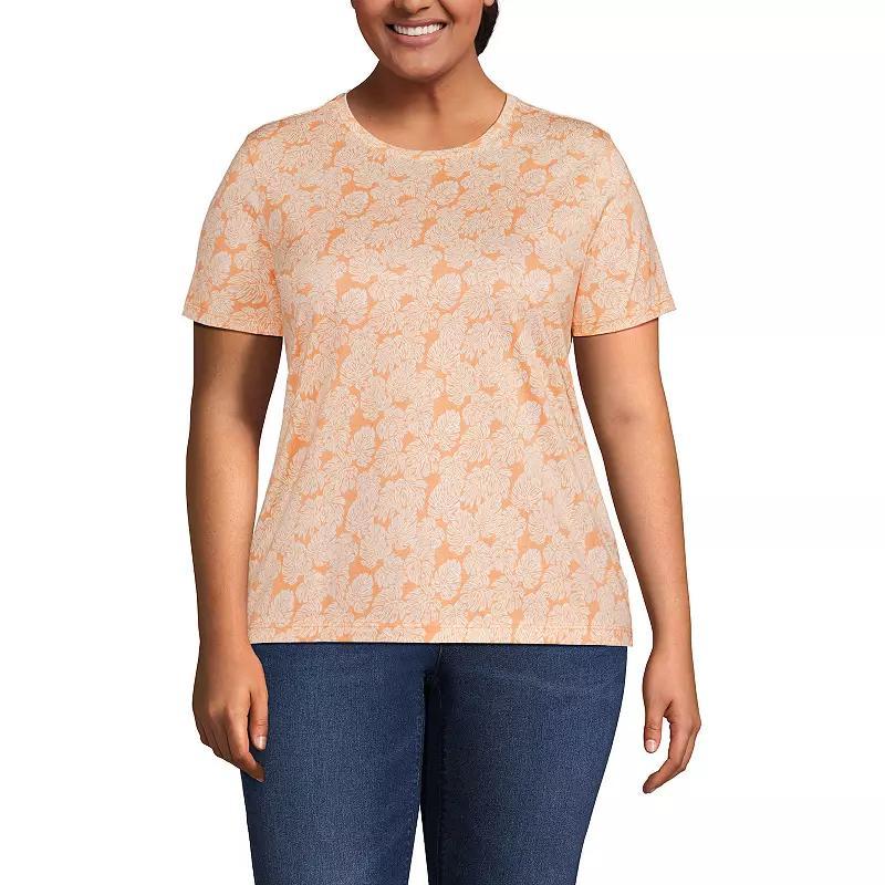 Plus Size Lands' End Relaxed Supima Cotton Crewneck Tee, Women's, Size: 1XL, Pale Yellow Product Image