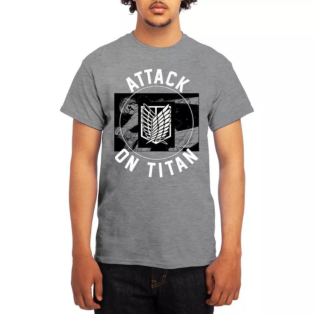 Men's Attack on Titan Circle Emblem Sword Tee, Size: Small, Grey Red Product Image