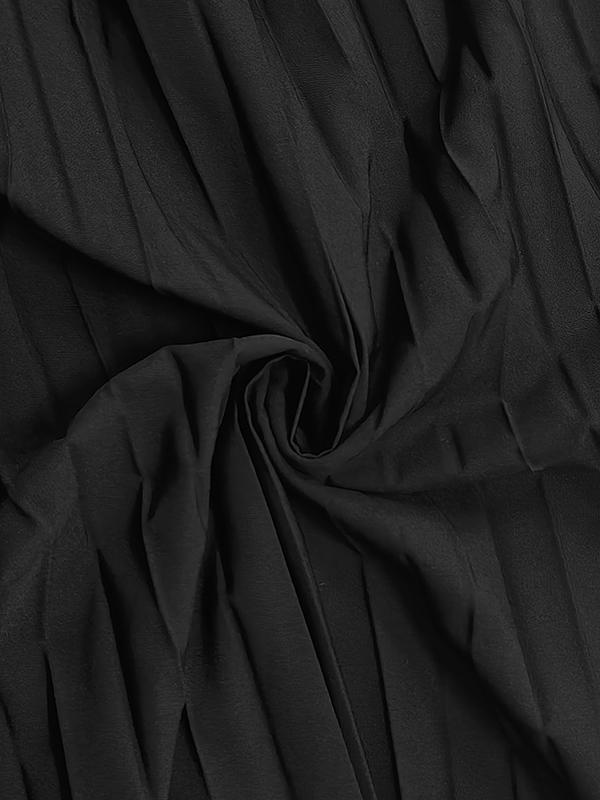 Bodycon Sleeveless Hollow Pleated Solid Color Split-Joint Mock Neck Maxi Dresses Product Image