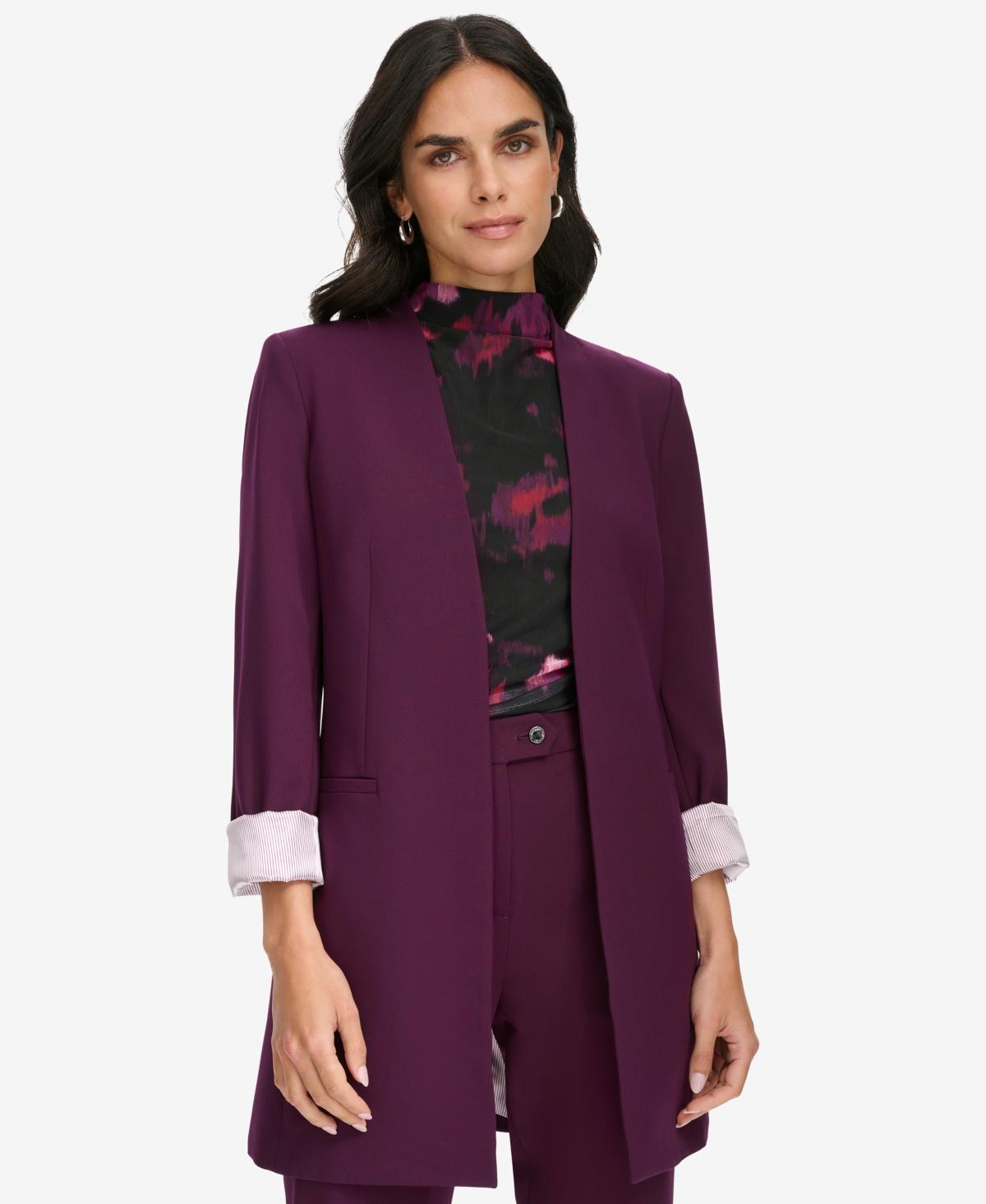 Calvin Klein Womens Roll Sleeve Open Front Blazer Product Image