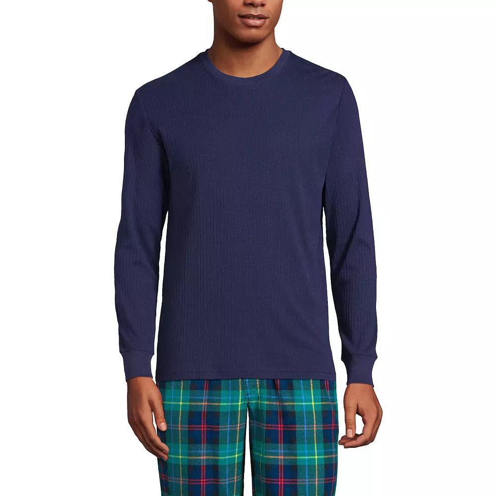 Men's Lands' End Knit Ribbed Crewneck Pajama Sleep Shirt, Size: Large, Deep  Blue Product Image