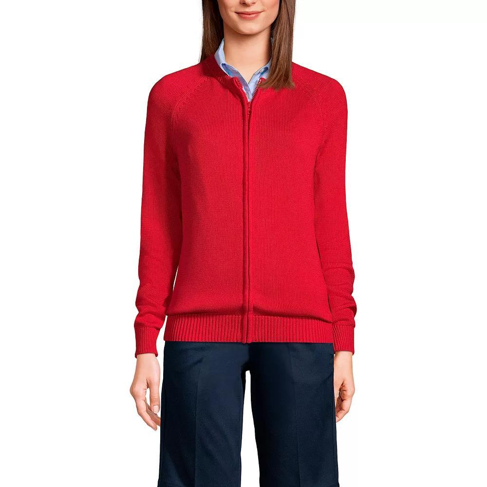 Women's Lands' End School Uniform Zipper-Front Cardigan Sweater,  Product Image
