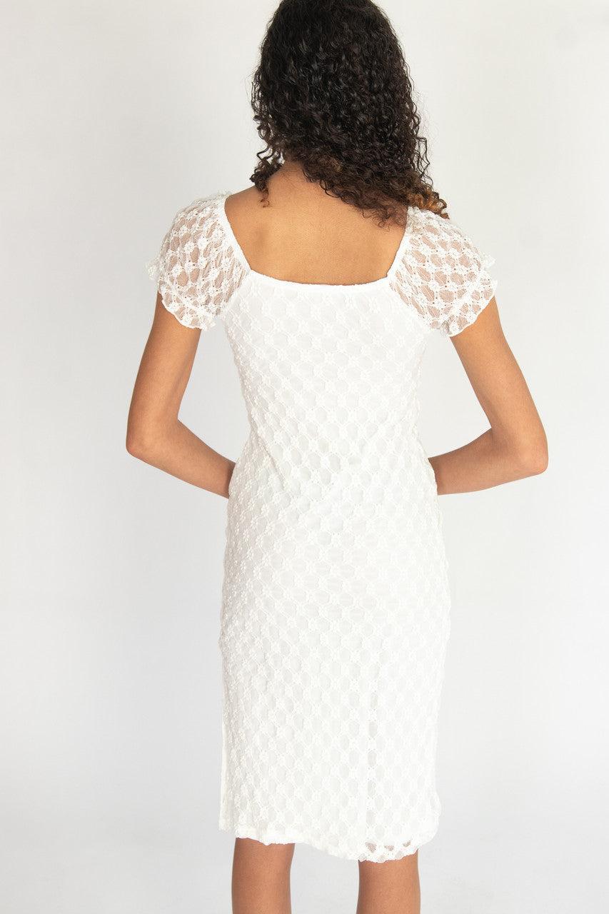 Floral Lace Sweetheart Midi Dress Product Image