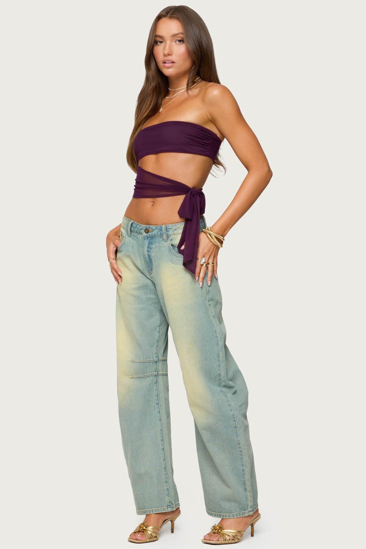 Amaro Strapless Side Tie Cut Out Top Product Image