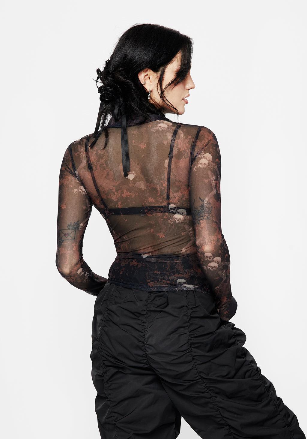 Underworld Printed Mesh High Neck Top Product Image