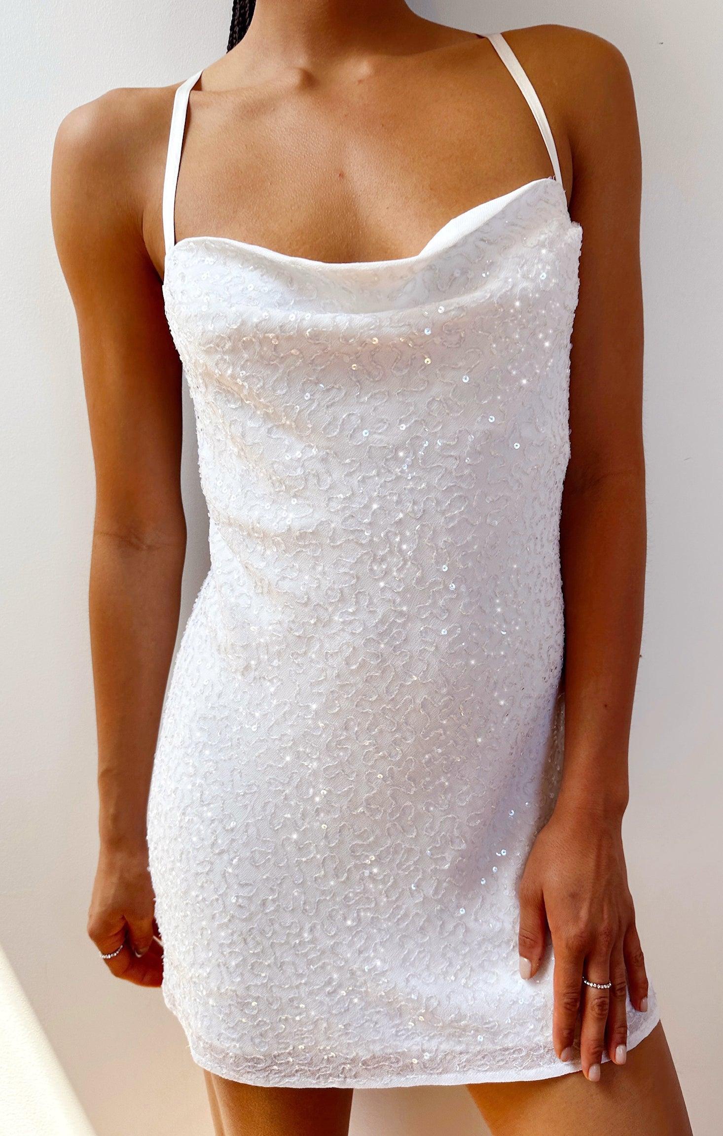 Suzanna Slip Dress ~ White Sequins Product Image