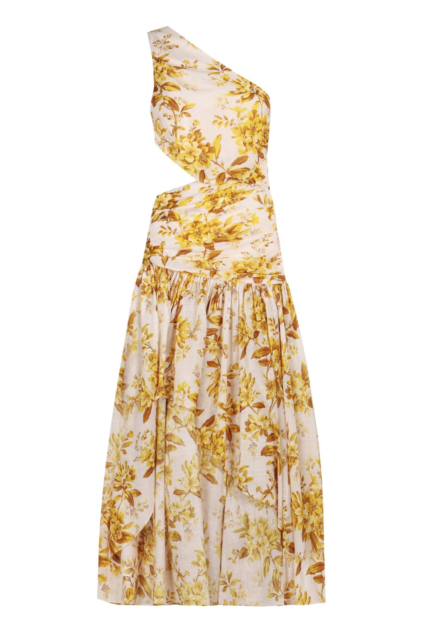 Golden Asymmetric Dress In Yellow Product Image