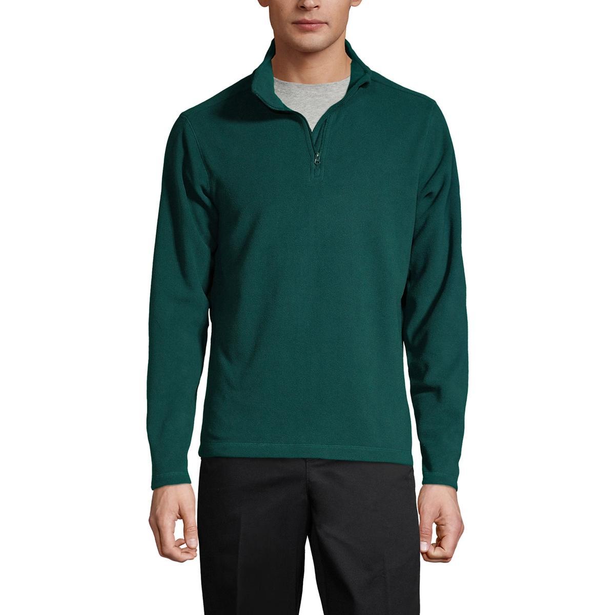 Men's Lands' End Lightweight Fleece Quarter Zip Pullover, Size: Medium, Black Product Image