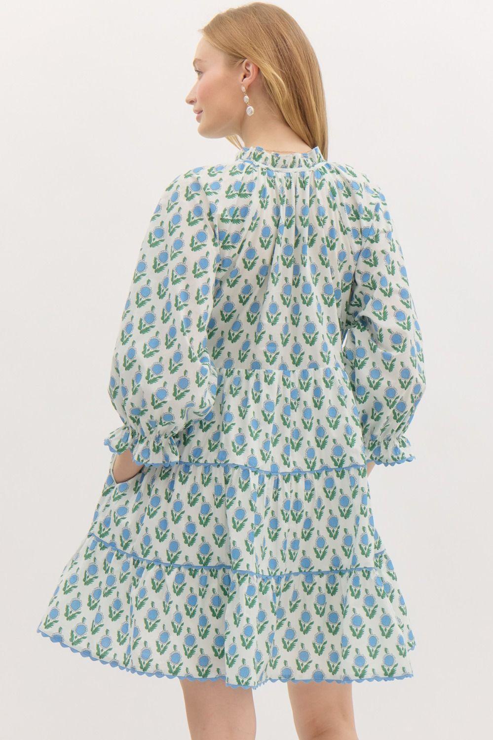 In Blooms Dress- Blue Product Image