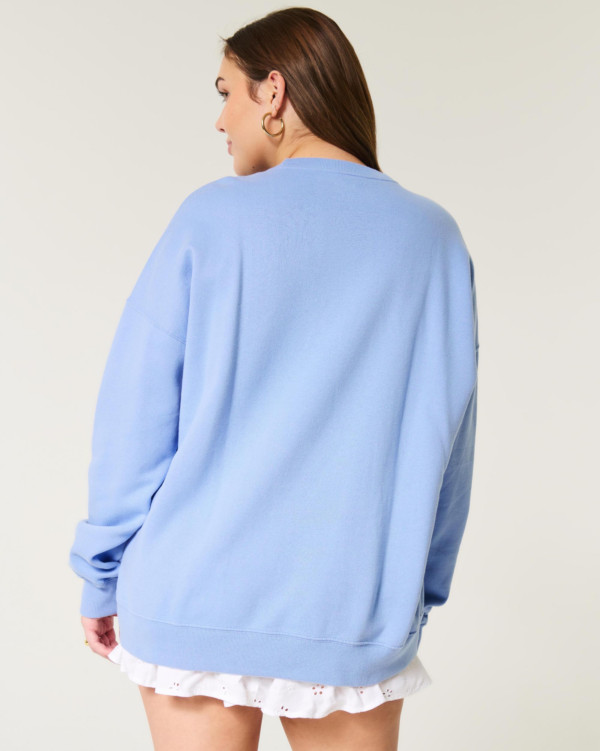 Oversized Ocean Beach Graphic Crew Sweatshirt Product Image
