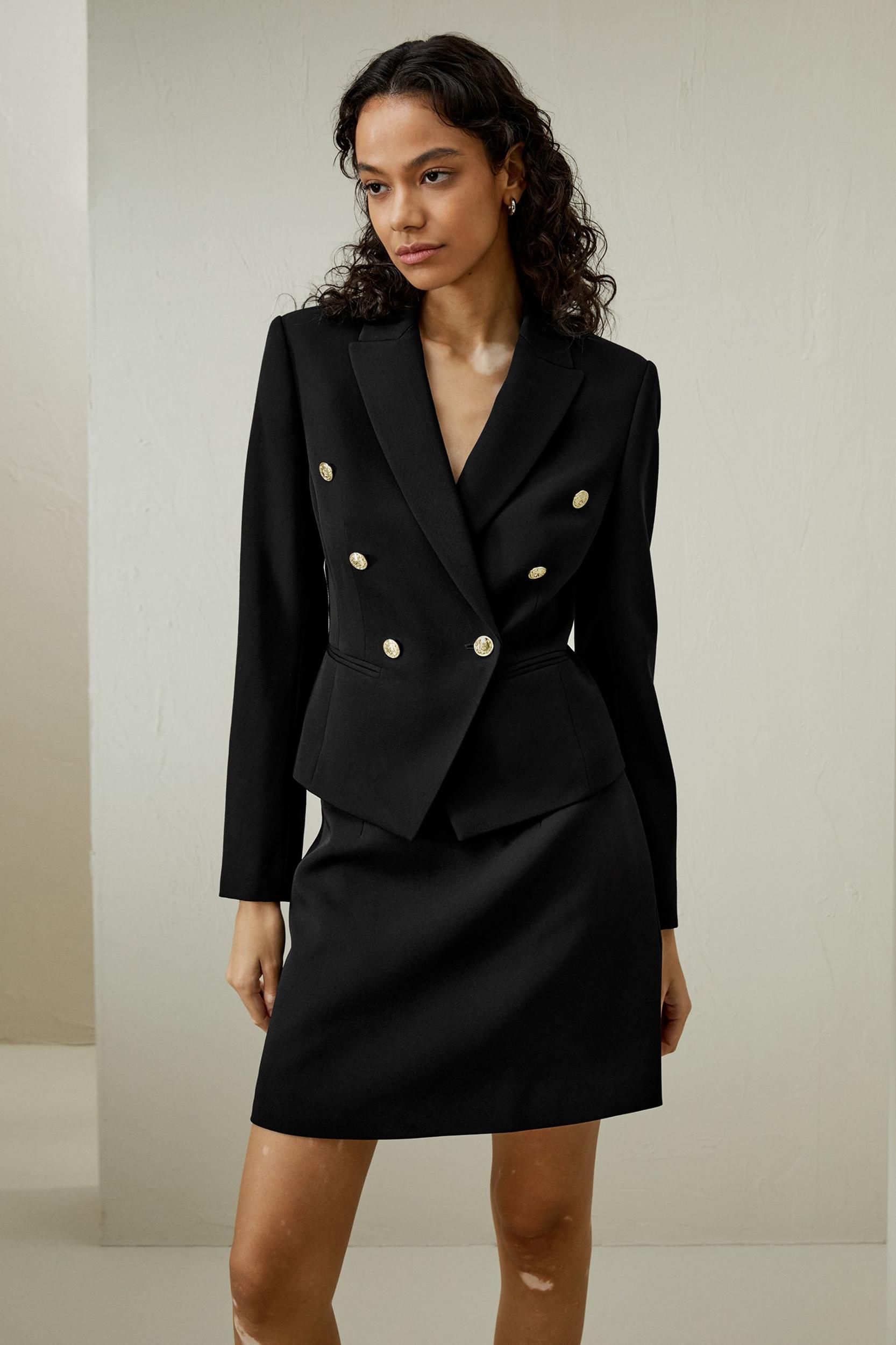 LILYSILK Woolen Blazer for Women Navy Blue Wool Wardrobe Must-Have Double-Breasted Blazer 12 Product Image