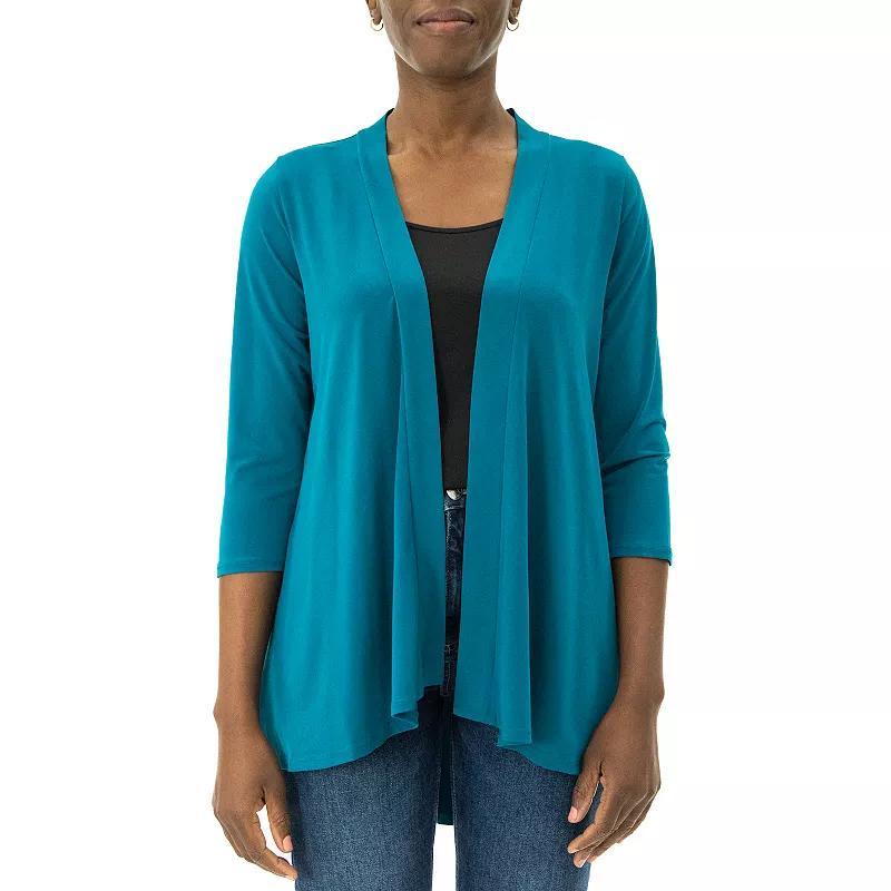 Womens Nina Leonard Godet-Back Draped Cardigan Blue Product Image