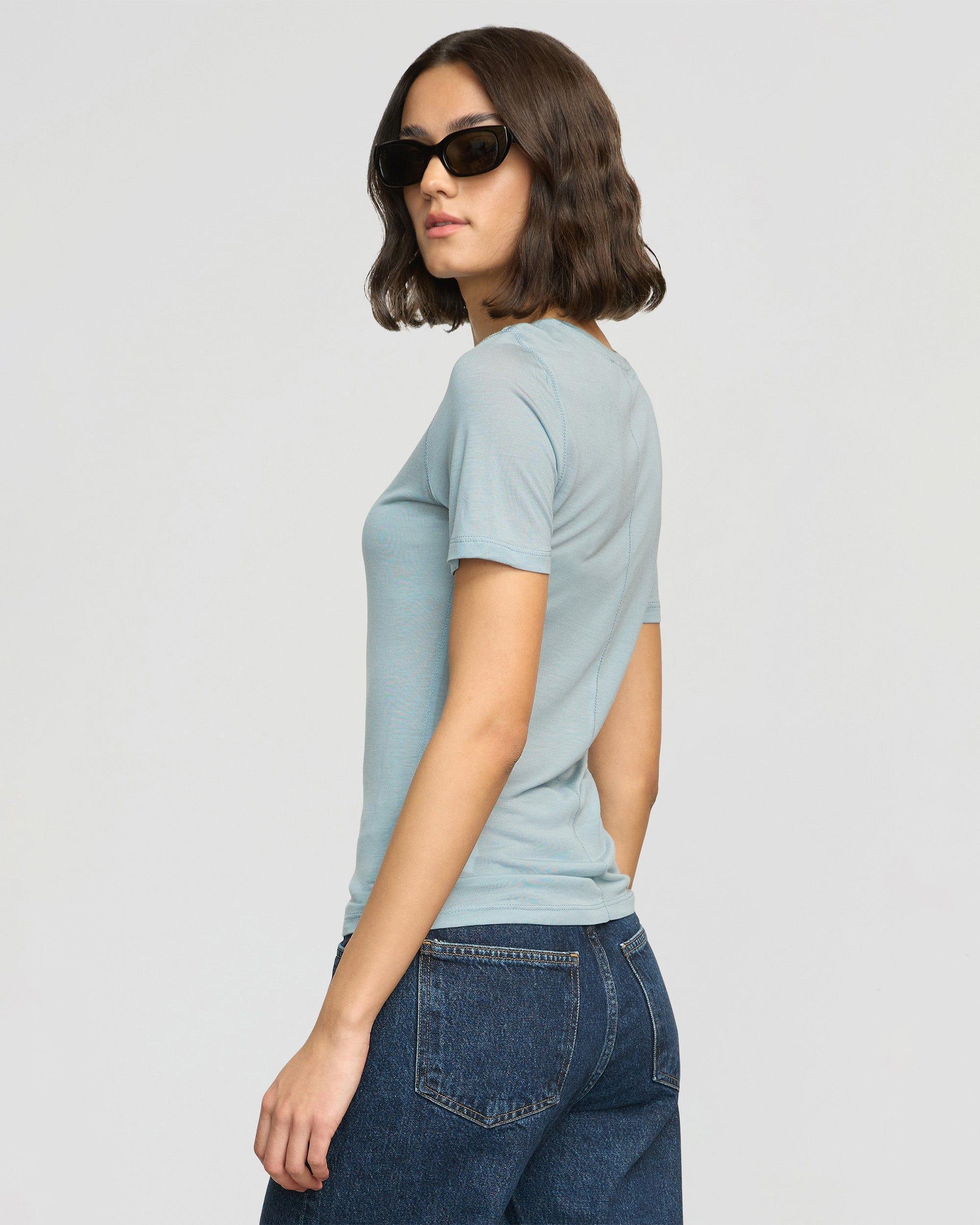 Thea Semi-Sheer Tencel Crew-Neck Tee Product Image