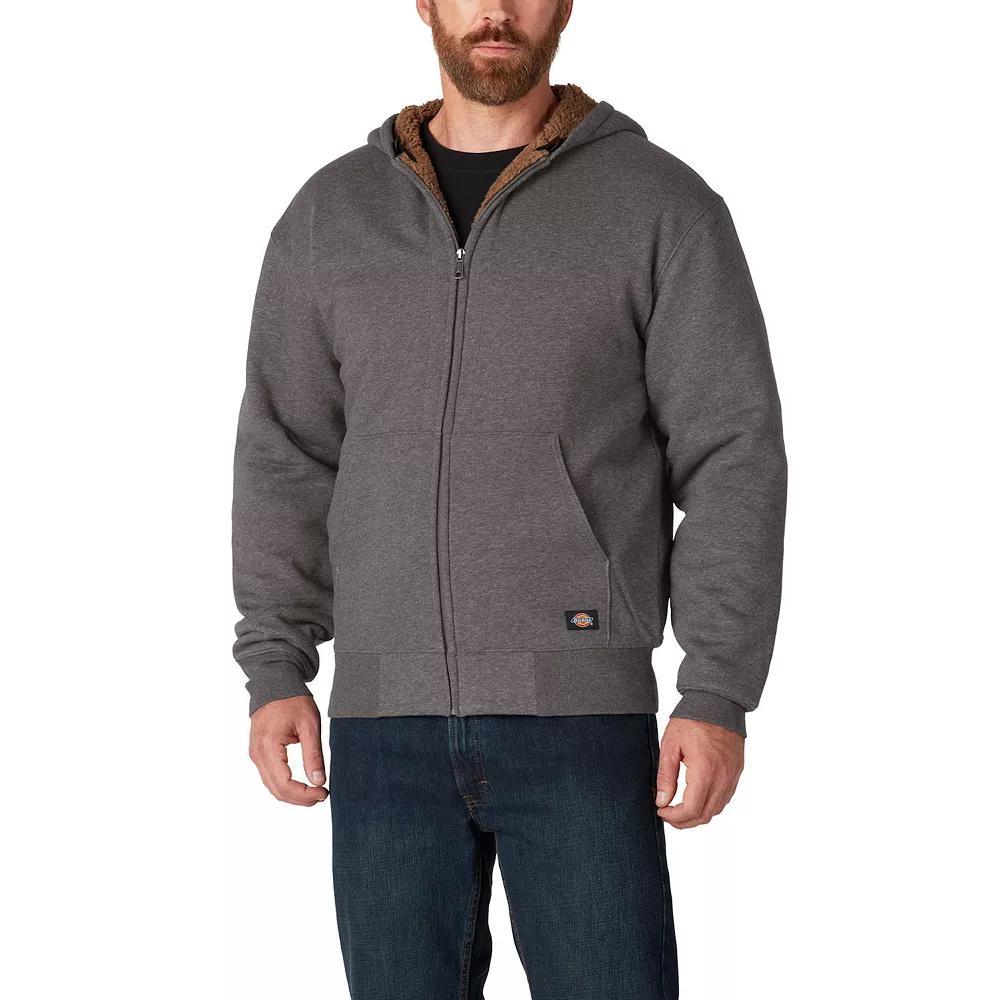 Mens Dickies Fleece-Lined Zip-Front Hoodie Dark Grey Grey Product Image