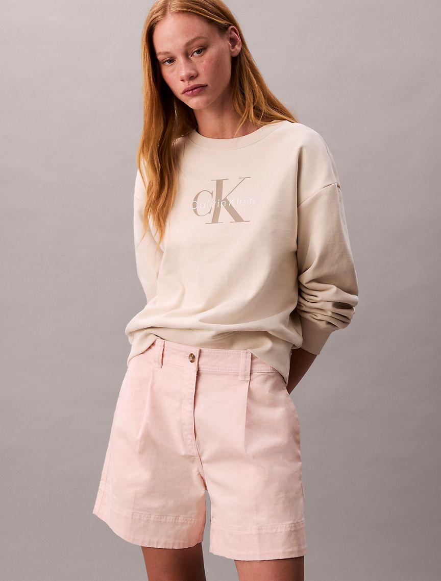 Cotton Stretch Twill Pleated Bermuda Shorts  Product Image