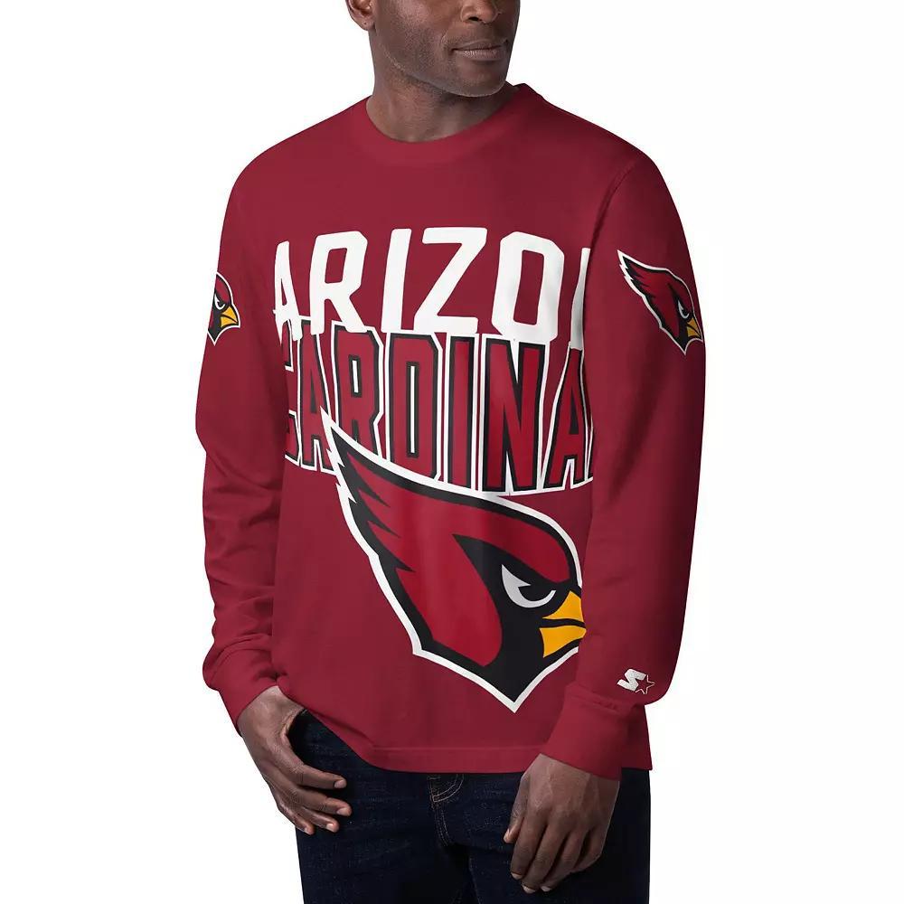 Men's Starter Cardinal Arizona Cardinals Clutch Hit Long Sleeve T-Shirt, Size: Large, Red Product Image