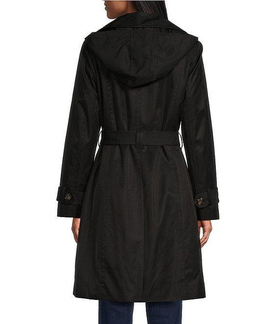 London Fog Petite Size Double Breasted Point Collar Button Front Trench Coat Product Image