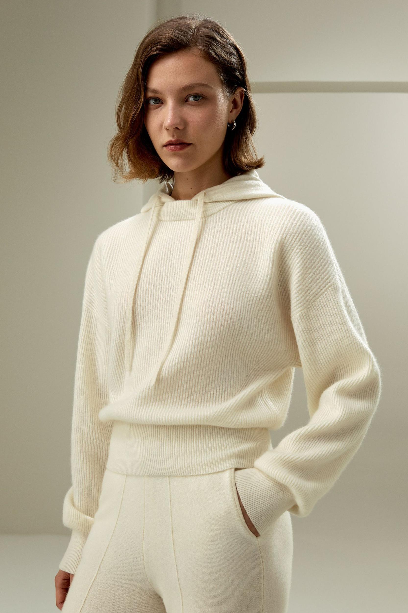 LILYSILK Women Cashmere Sweatshirt Womens - White 100% Cashmere - Comfort Round Neck Sweater XL Product Image