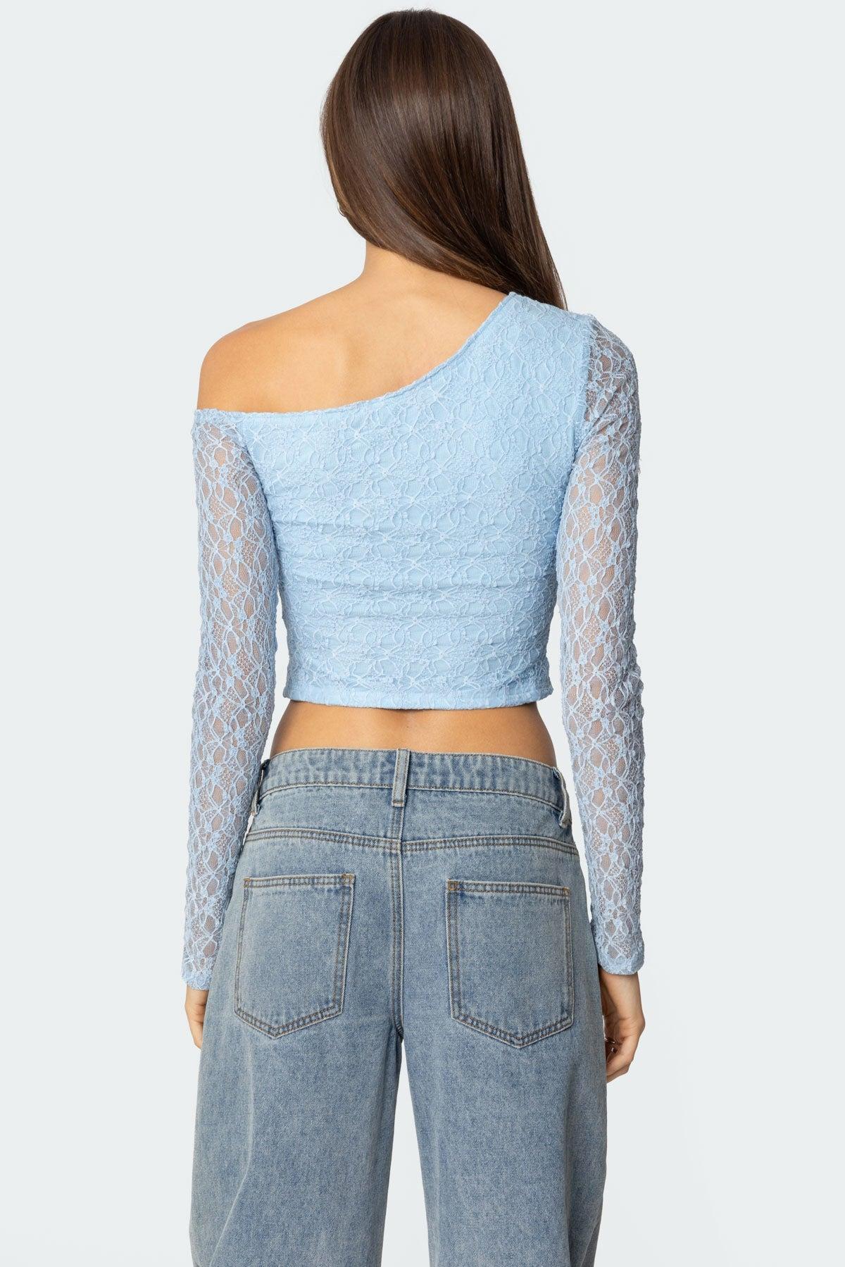 Fabia Asymmetric Textured Lace Top Product Image
