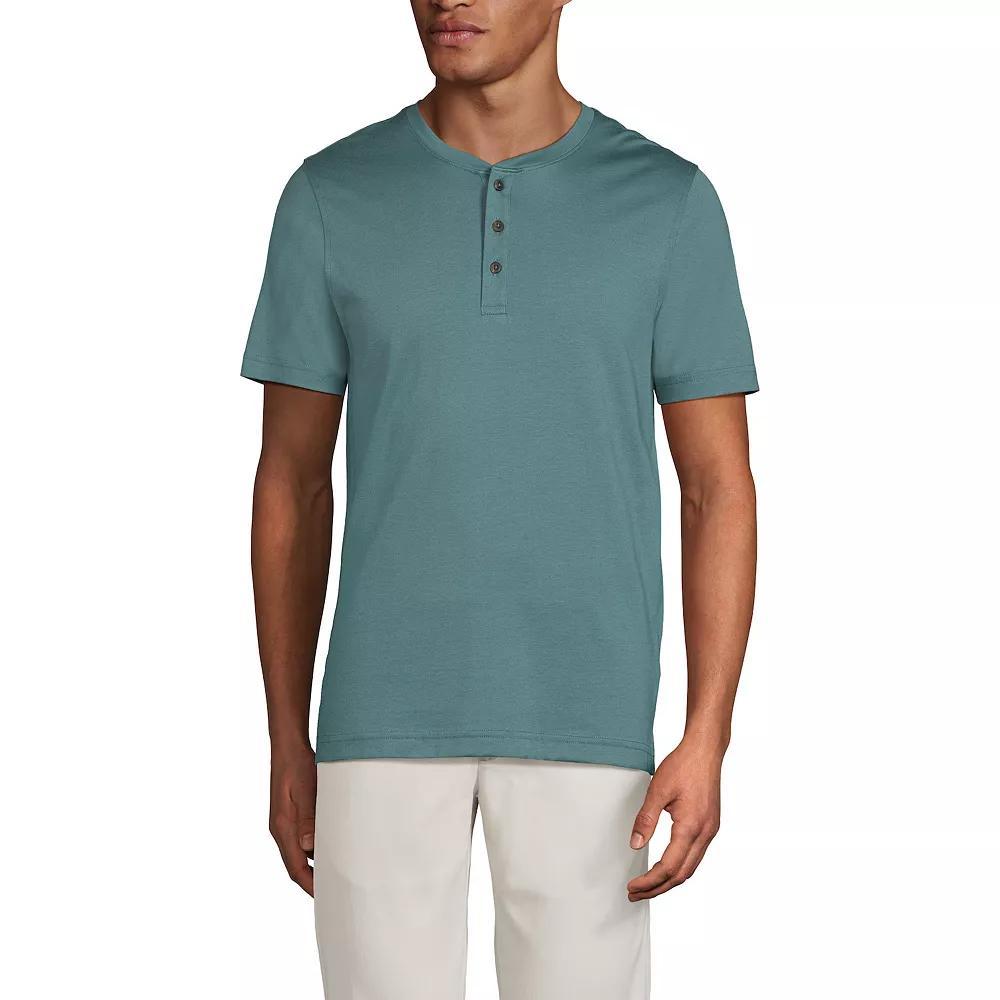 Men's Lands' End Short Sleeve Supima Jersey Henley Top,  Product Image