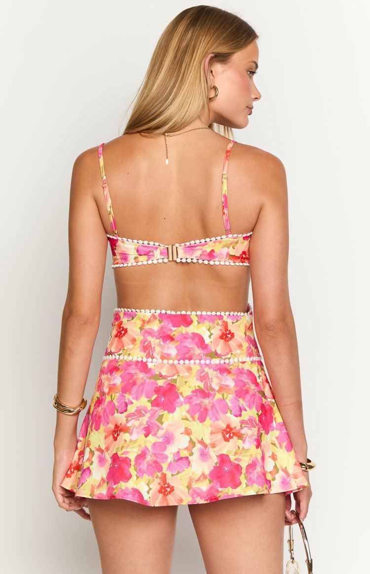 Josie Yellow Floral Pop Mini Dress Product Image