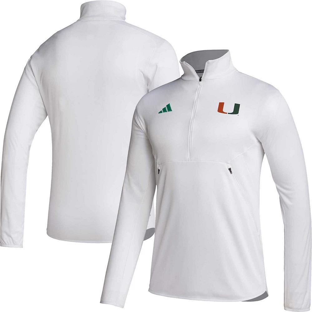 Men's adidas White Miami Hurricanes 2023 Sideline AEROREADY Half-Zip Top, Size: 2XL Product Image
