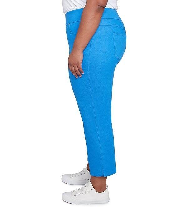 Ruby Rd. Plus Size Stretch Colored Denim Straight Leg Side Vented Hem Faux Front Pocket Ankle Pants Product Image
