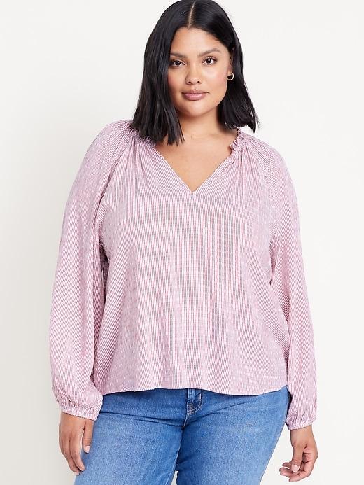 Ruffled Split-Neck Top Product Image