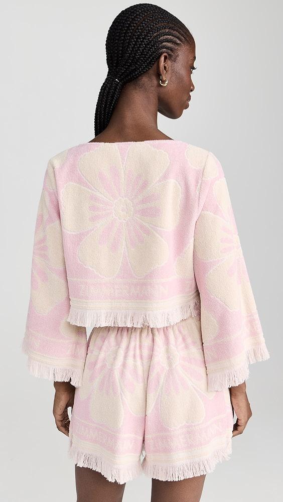 Zimmermann Pop Long Sleeve Towelling Crop Top | Shopbop Product Image