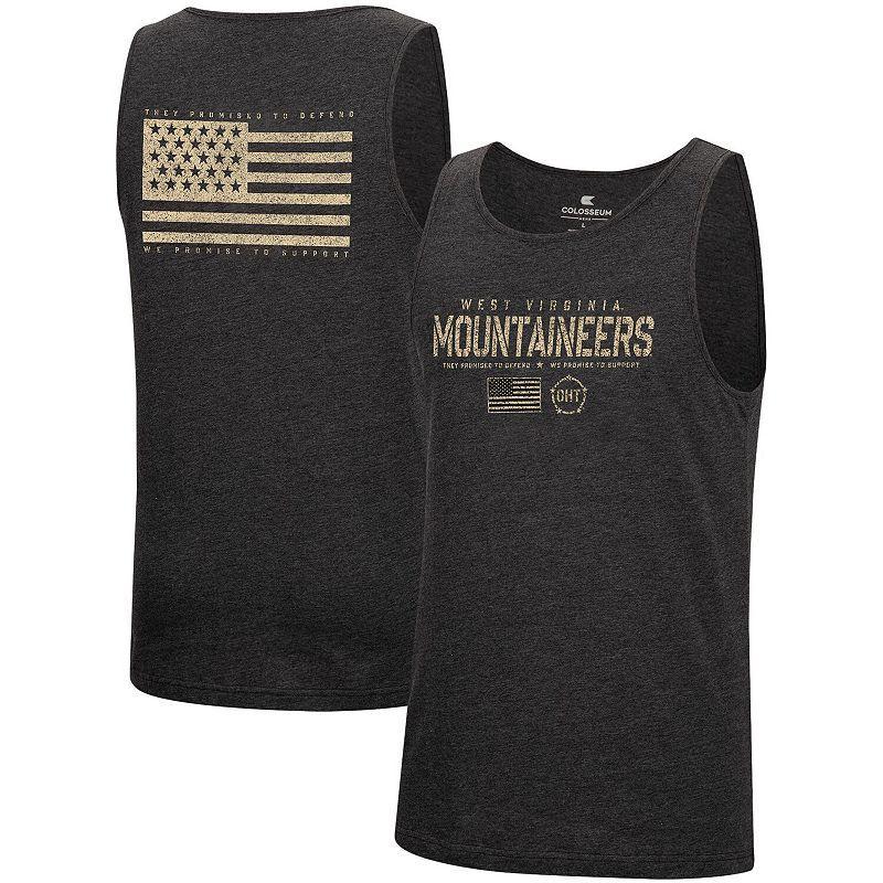 Mens Colosseum Heathered Black West Virginia Mountaineers Military Appreciation OHT Transport Tank Top Product Image