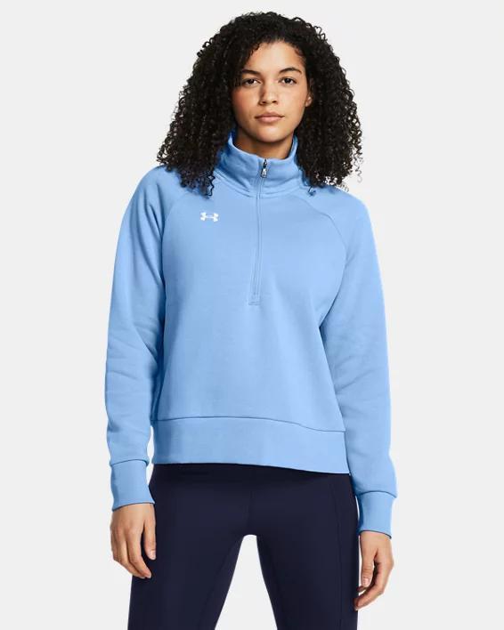 Womens Under Armour Rival Fleece Zip Top Mignight Blue Product Image